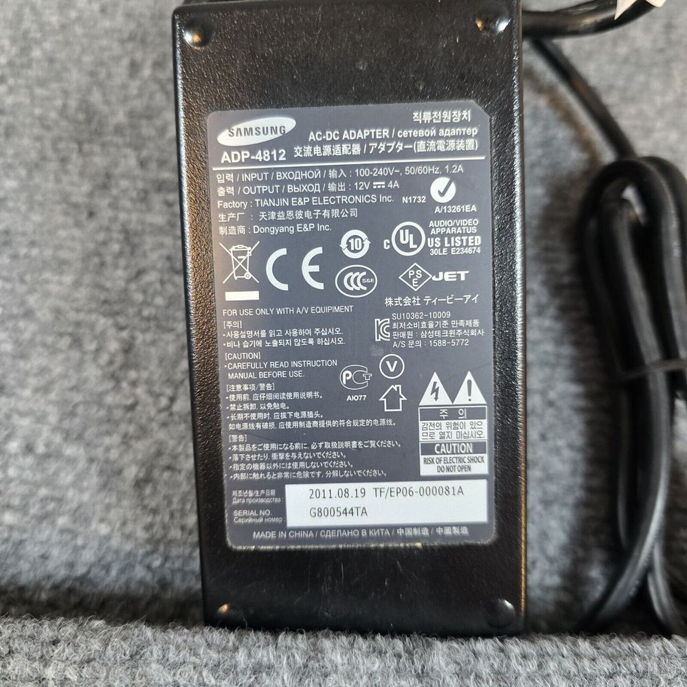 Samsung OEM AC/DC Adapter ADP-4812 12V 4A 48W Tip 4Pin Power Supply USED‎